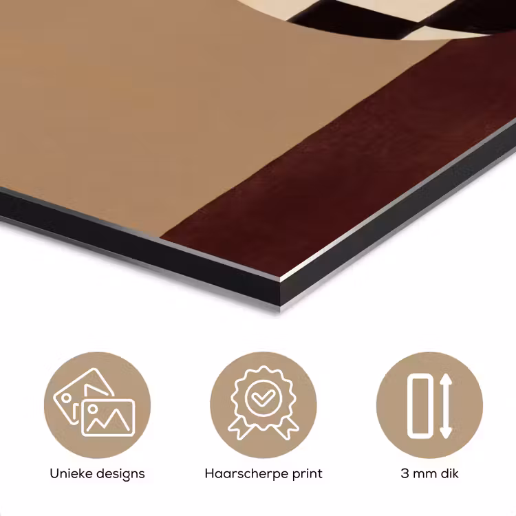 Aluminium schilderij - Minimalistisch - Vaas - Bloemen - Bruin — 7