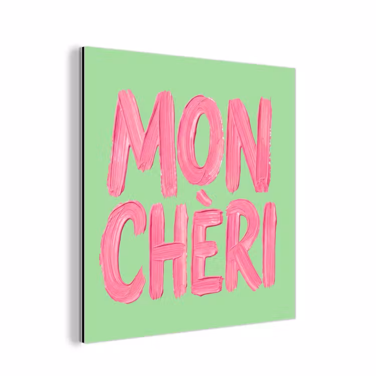 Aluminium schilderij - Mon cheri - Groen - Roze — 1