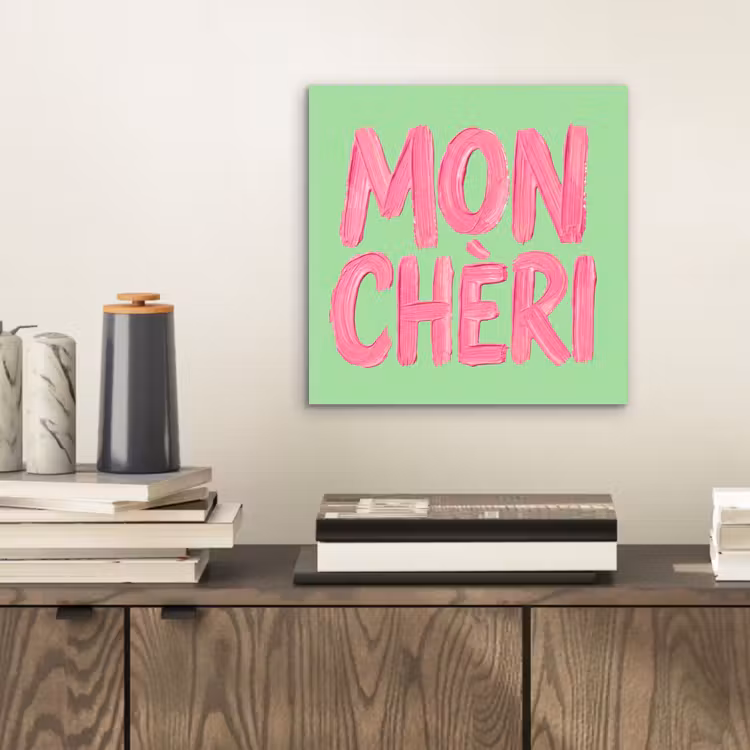 Aluminium schilderij - Mon cheri - Groen - Roze — 2
