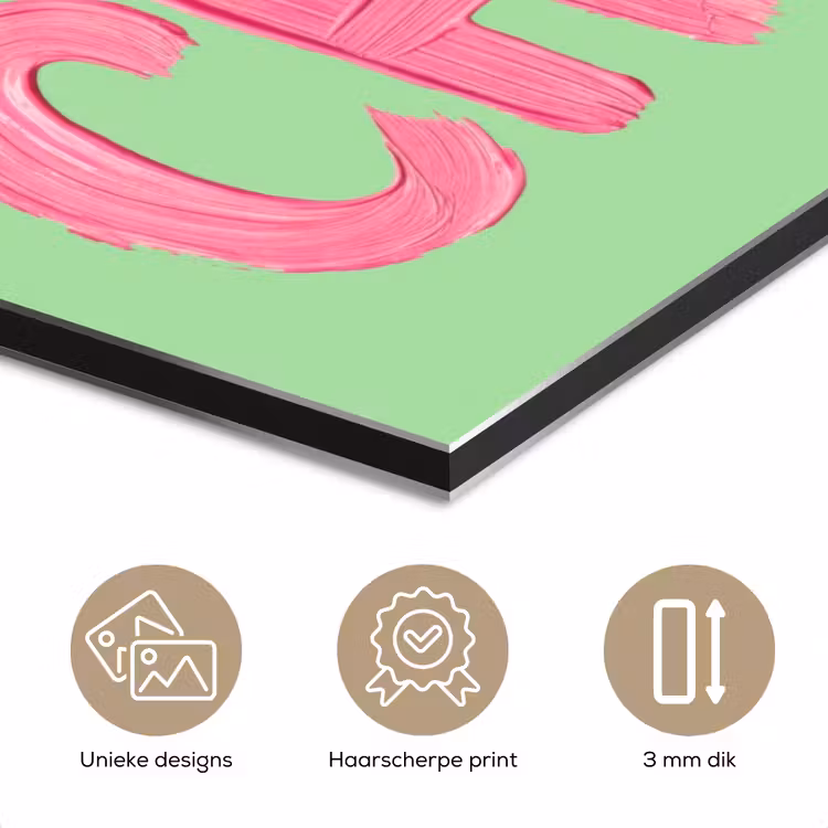 Aluminium schilderij - Mon cheri - Groen - Roze — 7
