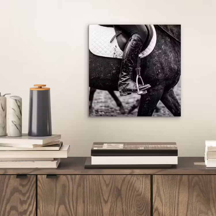 Aluminium schilderij - Paard - Sport - Zwart - Wit — 2