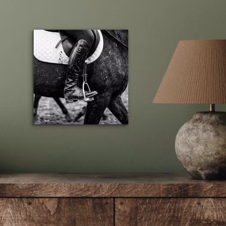Aluminium schilderij - Paard - Sport - Zwart - Wit — 3