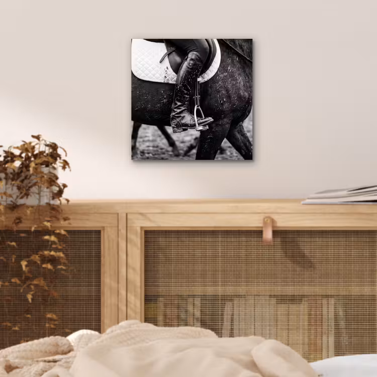 Aluminium schilderij - Paard - Sport - Zwart - Wit — 4