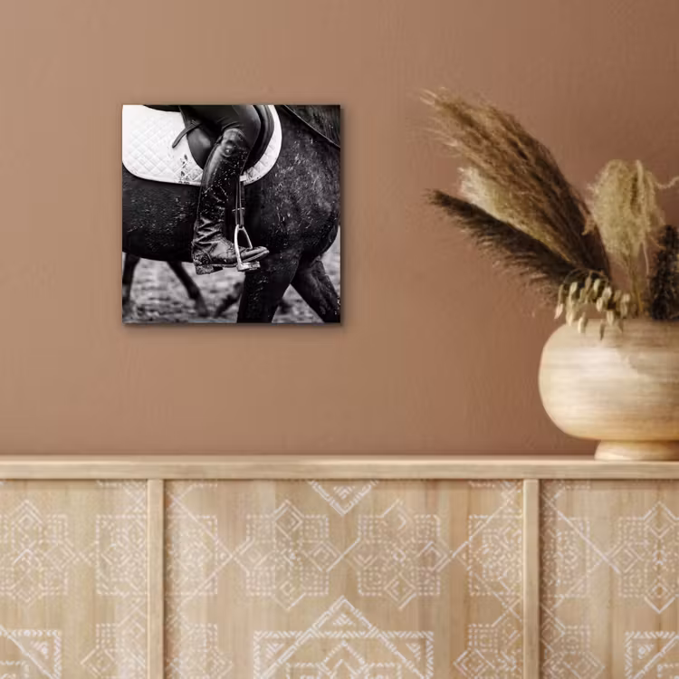 Aluminium schilderij - Paard - Sport - Zwart - Wit — 5