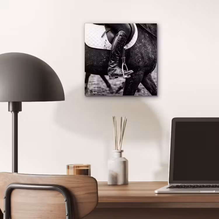 Aluminium schilderij - Paard - Sport - Zwart - Wit — 6