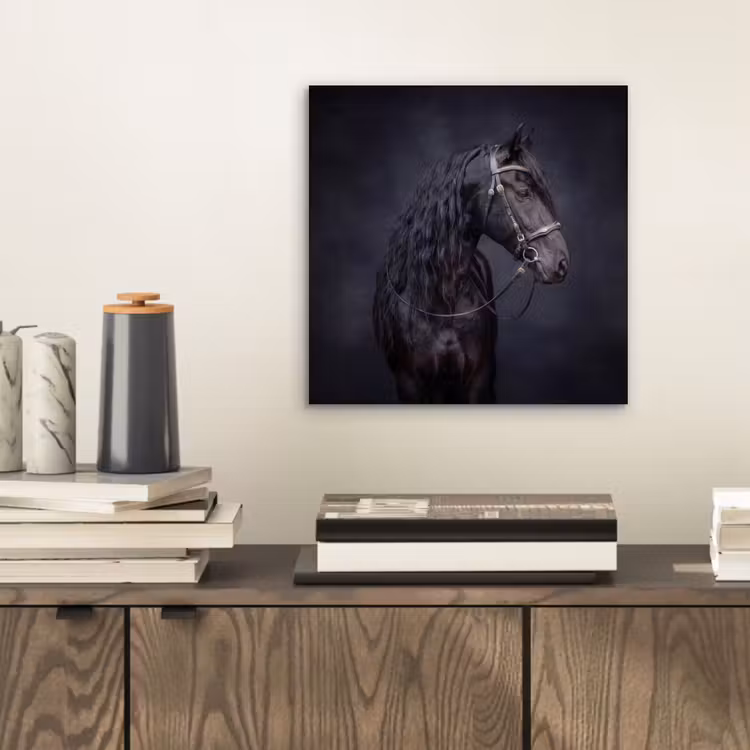 Aluminium schilderij - Portret - Paard - Donker — 2