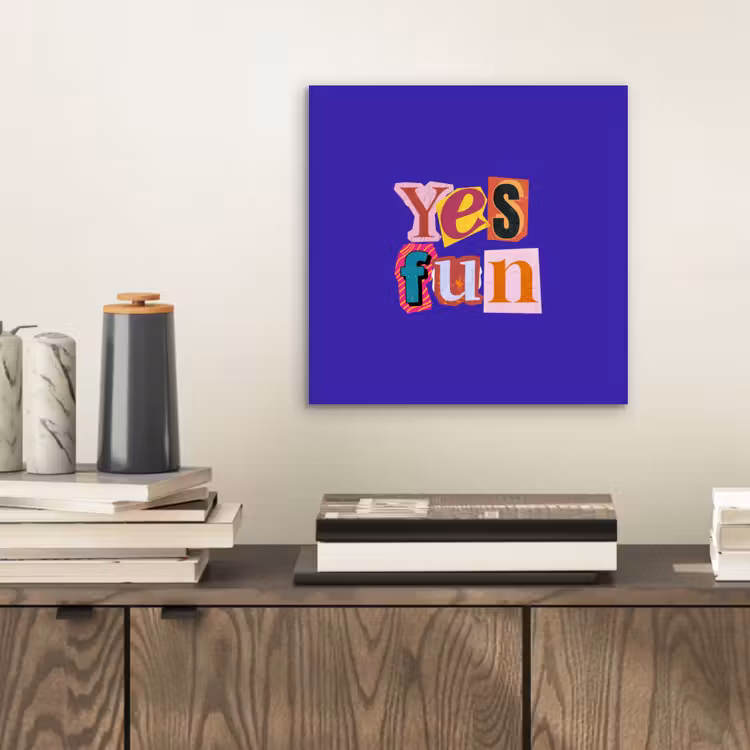 Aluminium schilderij - Yes fun - Kleurrijk - Collage-stijl — 2