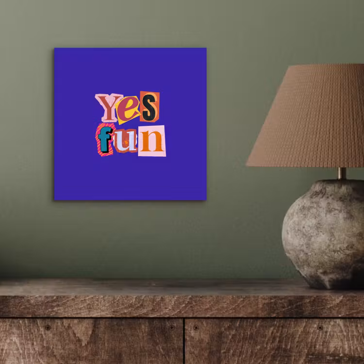 Aluminium schilderij - Yes fun - Kleurrijk - Collage-stijl — 3