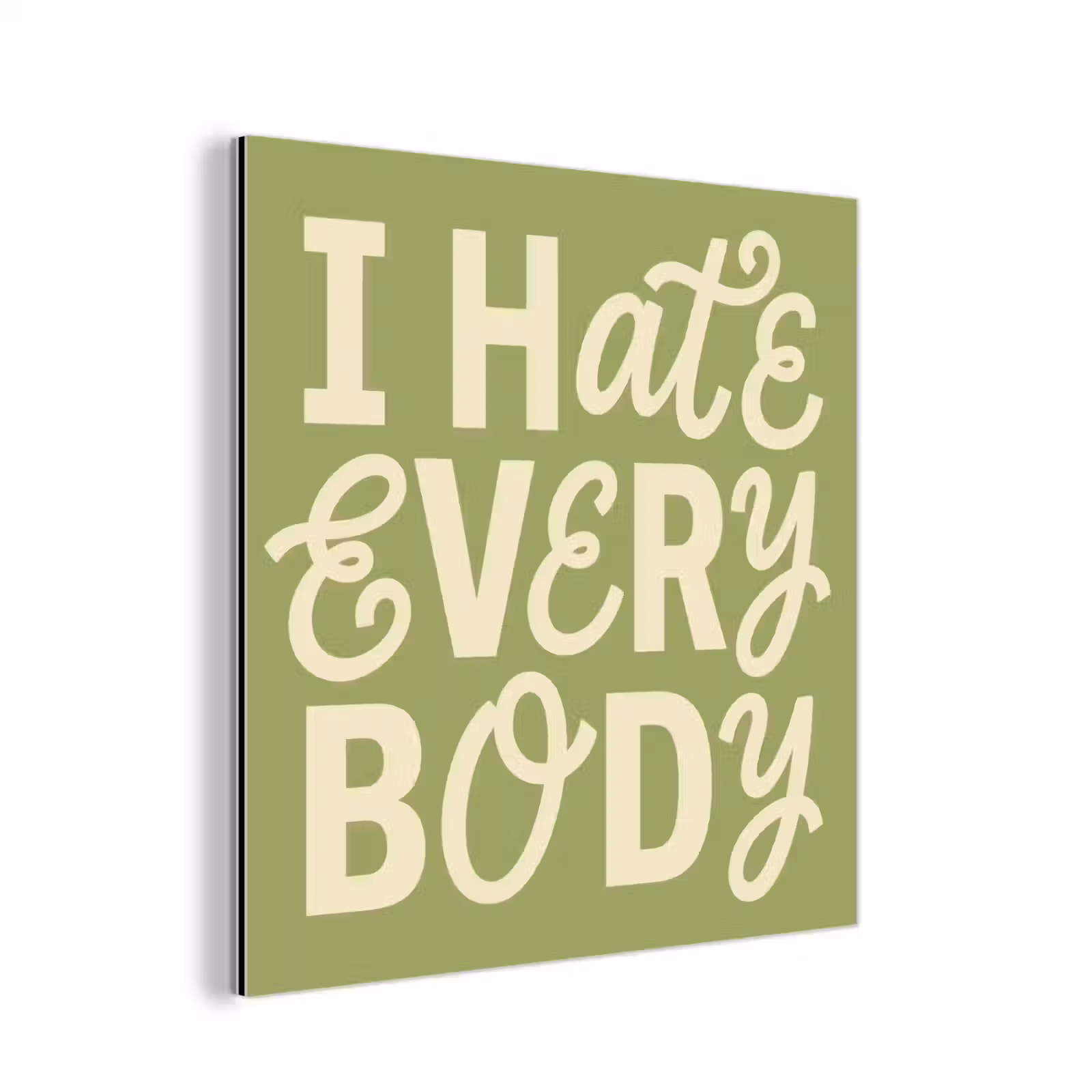 Aluminium schilderij - I hate everybody - Groen - Retro — 1