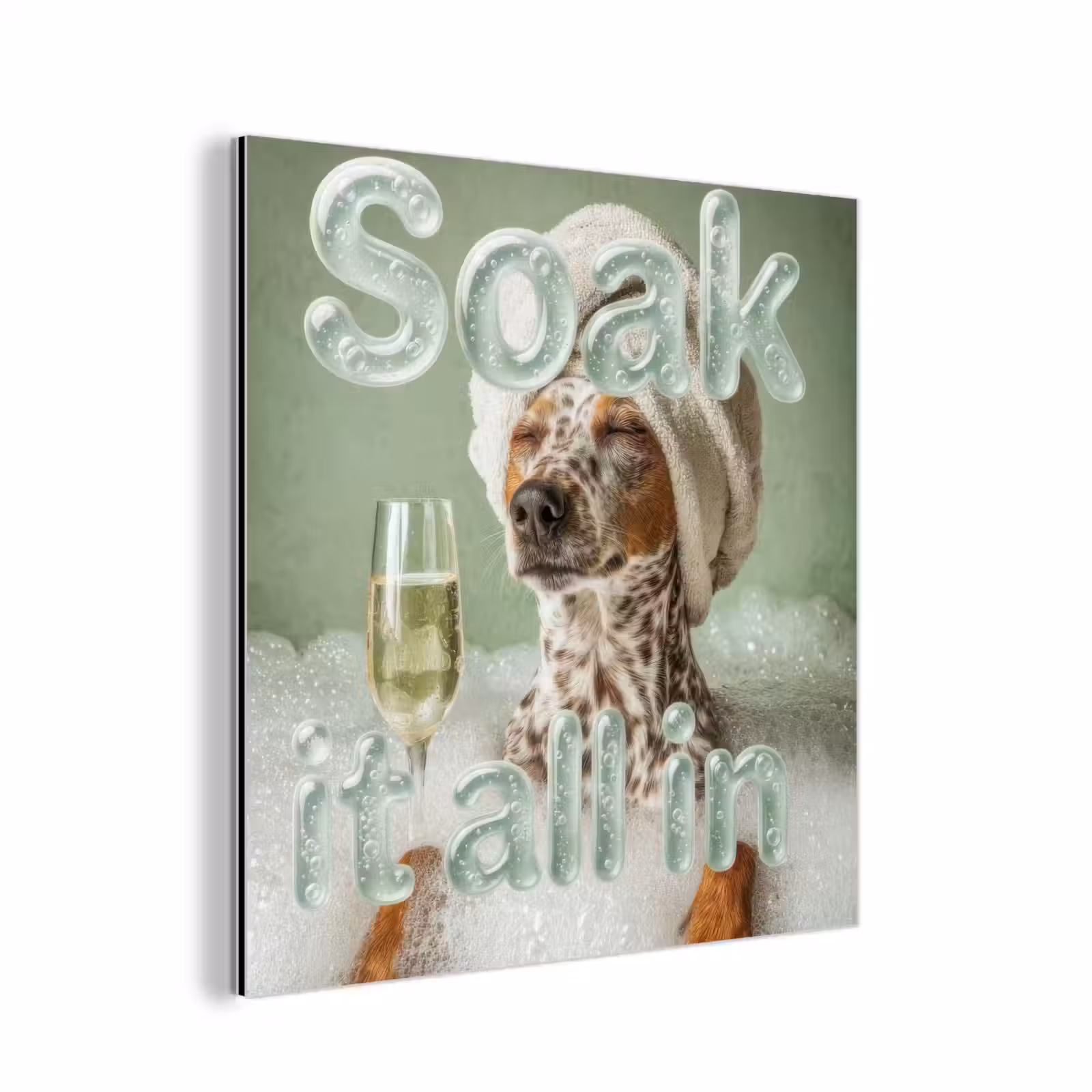 Aluminium schilderij - Soak it all in - Hond - Bad — 1