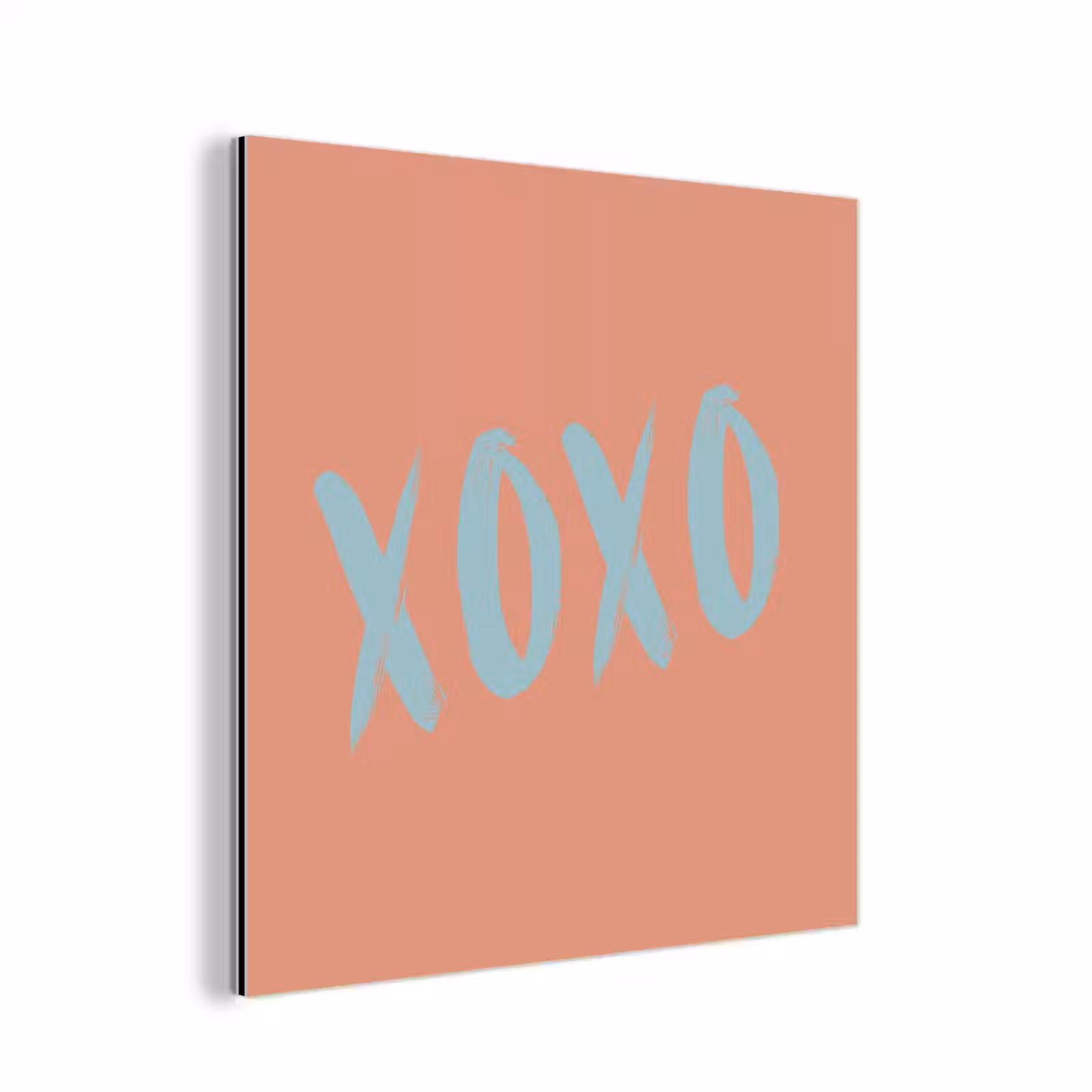 Aluminium schilderij - XOXO - Blauw - Perzikkleur — 1