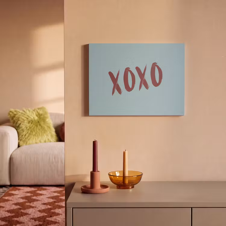 Akoestisch schilderij - XOXO - Blauw - Rood — 2