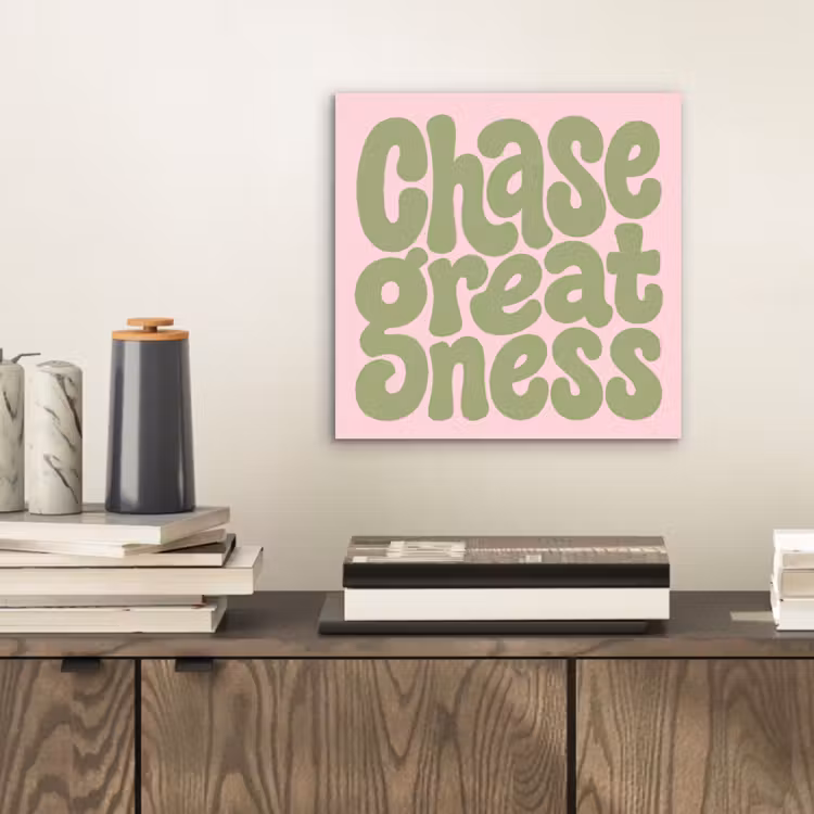 Aluminium schilderij - Chase greatness - Groen - Roze - Retro — 2