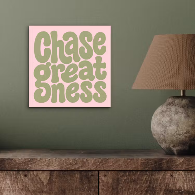 Aluminium schilderij - Chase greatness - Groen - Roze - Retro — 3