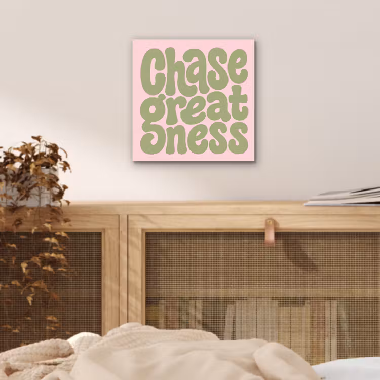 Aluminium schilderij - Chase greatness - Groen - Roze - Retro — 4