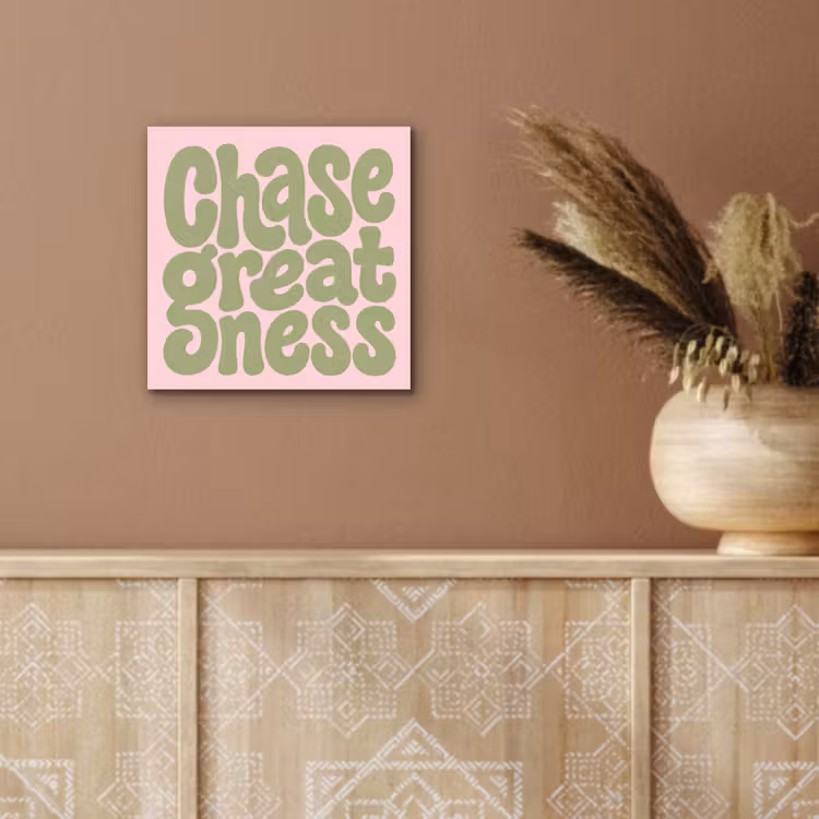 Aluminium schilderij - Chase greatness - Groen - Roze - Retro — 5