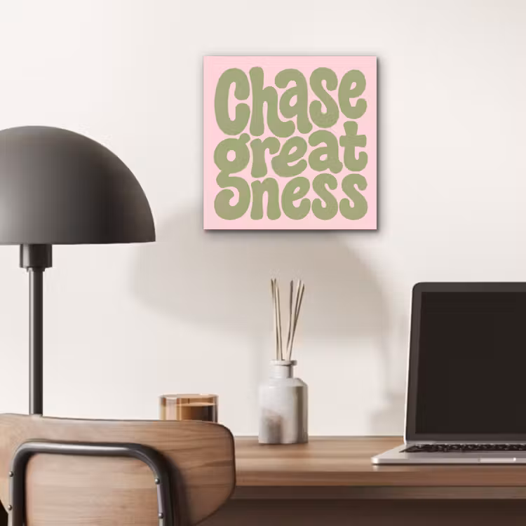 Aluminium schilderij - Chase greatness - Groen - Roze - Retro — 6