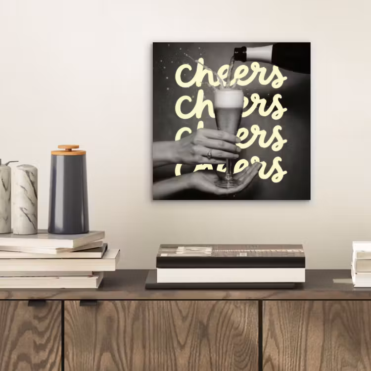 Aluminium schilderij - Cheers - Wijn - Zwart - Wit — 2