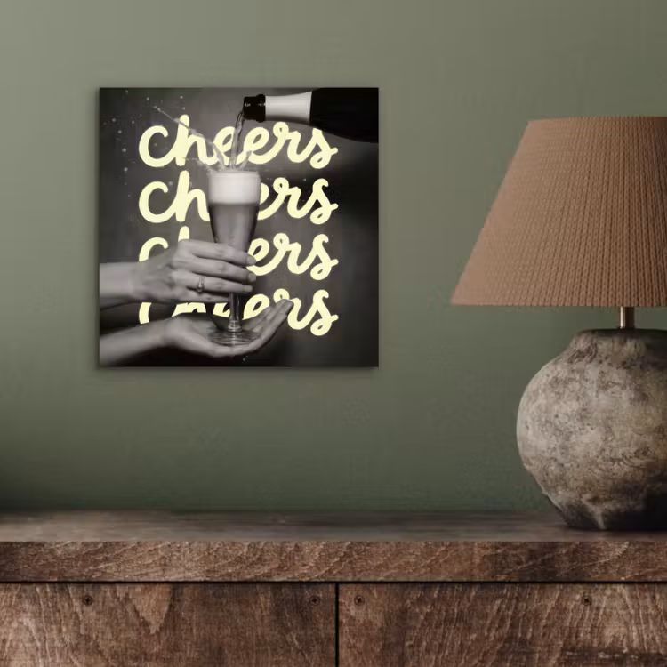 Aluminium schilderij - Cheers - Wijn - Zwart - Wit — 3