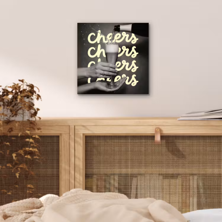 Aluminium schilderij - Cheers - Wijn - Zwart - Wit — 4