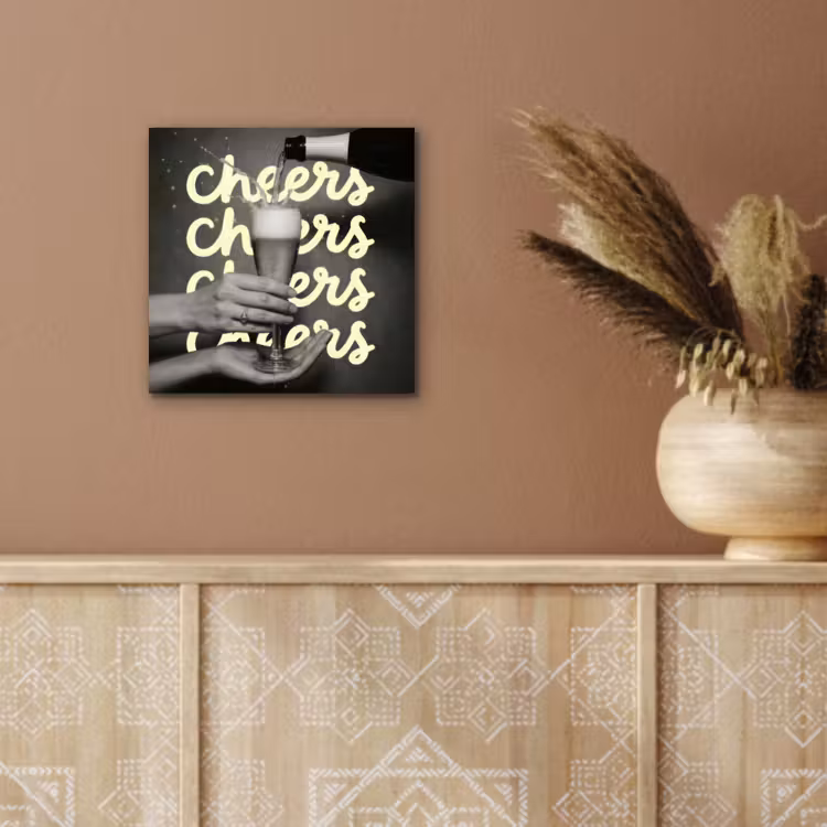 Aluminium schilderij - Cheers - Wijn - Zwart - Wit — 5