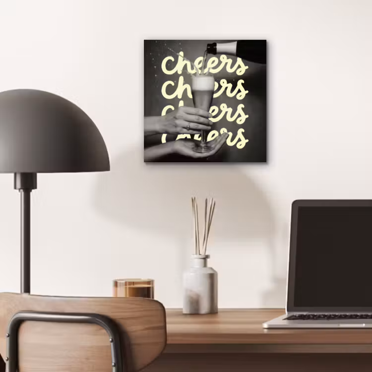Aluminium schilderij - Cheers - Wijn - Zwart - Wit — 6