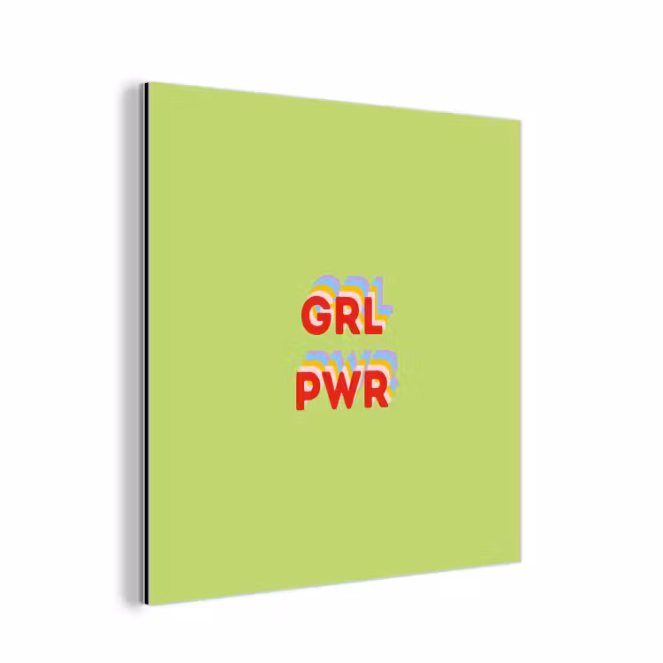 Aluminium schilderij - Grl pwr - Groen - Rood - 3D — 1