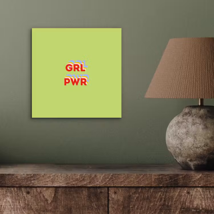 Aluminium schilderij - Grl pwr - Groen - Rood - 3D — 3