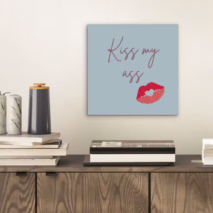 Aluminium schilderij - Kiss my ass - Lip - Blauw — 2