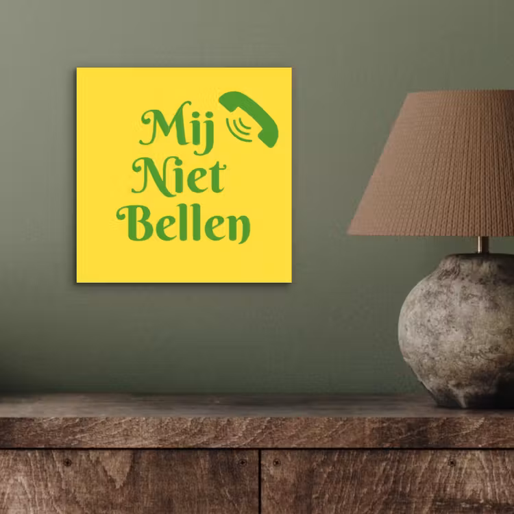 Aluminium schilderij - Mij niet bellen - Telefoon - Geel — 3