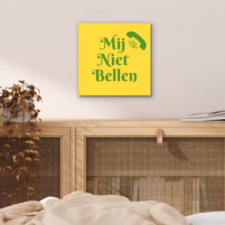 Aluminium schilderij - Mij niet bellen - Telefoon - Geel — 4