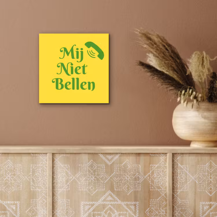 Aluminium schilderij - Mij niet bellen - Telefoon - Geel — 5
