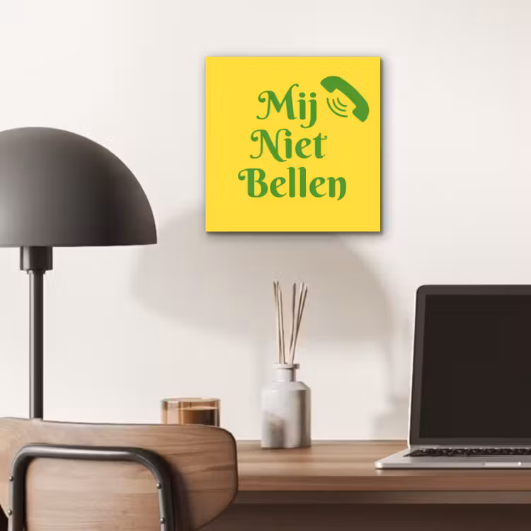 Aluminium schilderij - Mij niet bellen - Telefoon - Geel — 6