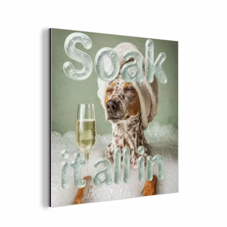 Aluminium schilderij - Soak it all in - Hond - Bad — 1