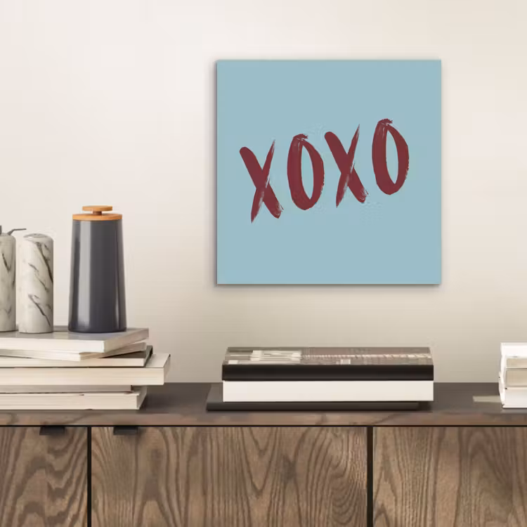 Aluminium schilderij - XOXO - Blauw - Rood — 2
