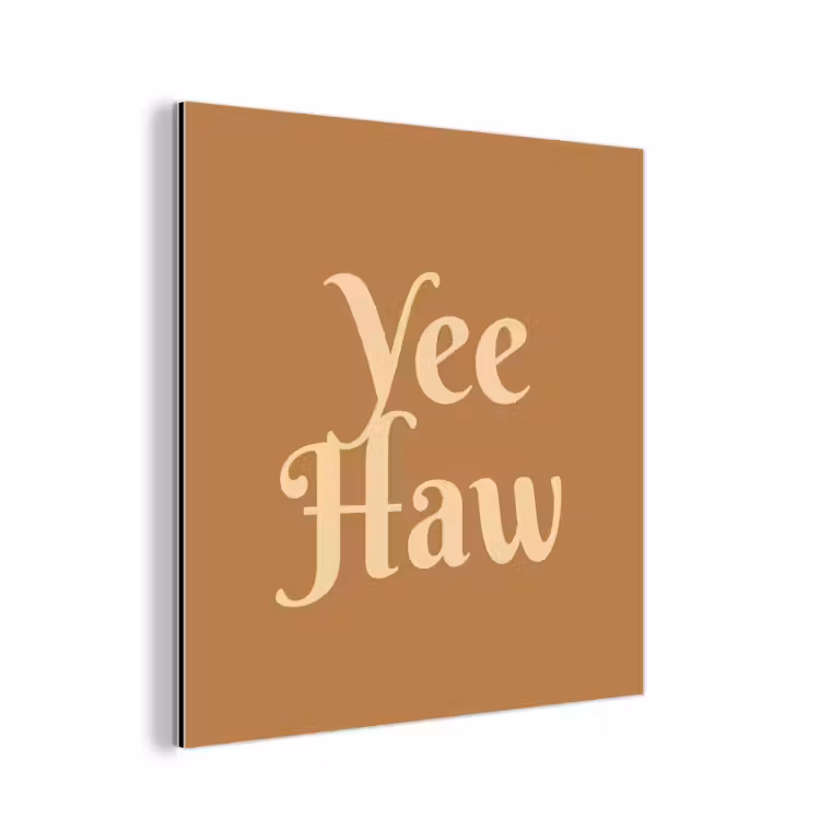 Aluminium schilderij - Yee haw - Bruin - Minimalistisch — 1