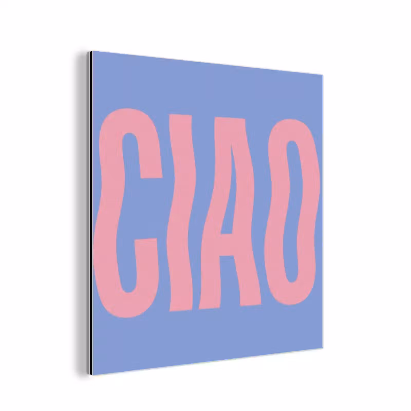 Aluminium schilderij - Ciao - Roze - Blauw - Golvend — 1