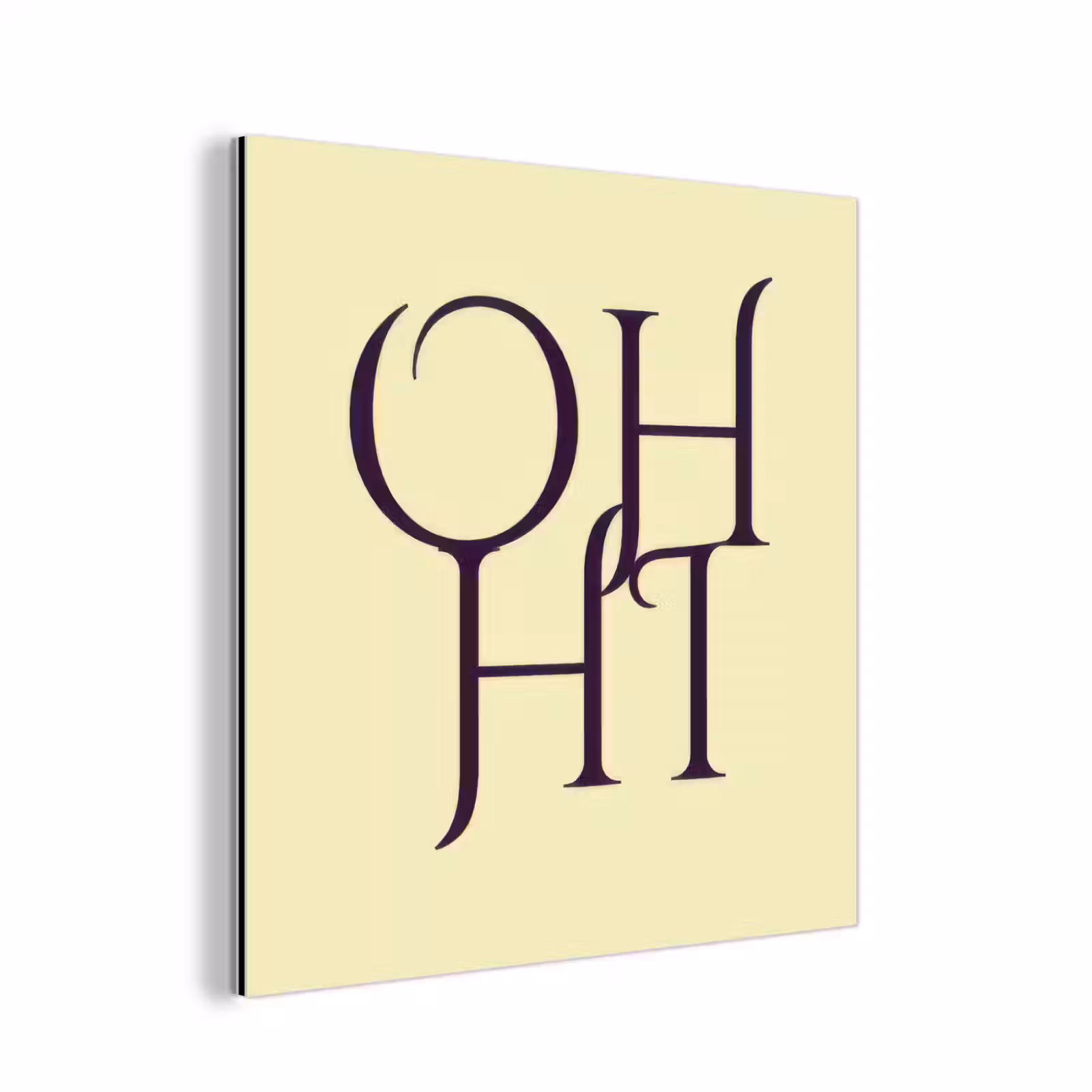 Aluminium schilderij - Oh hi - Geel - Monogram — 1
