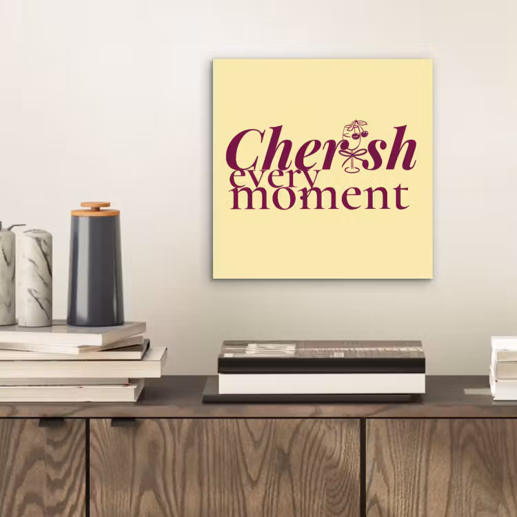 Aluminium schilderij - Cherish every moment - Cocktailglas - Geel — 2