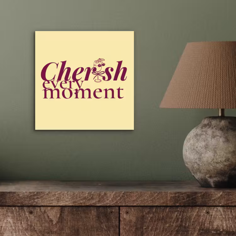 Aluminium schilderij - Cherish every moment - Cocktailglas - Geel — 3