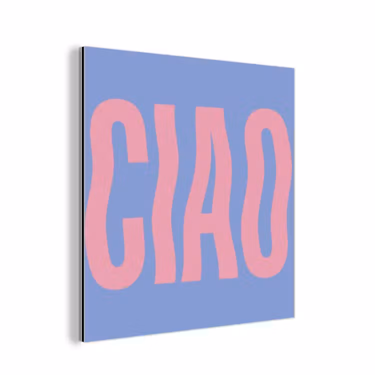 Aluminium schilderij - Ciao - Roze - Blauw - Golvend — 1
