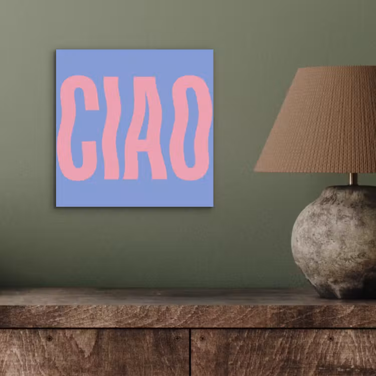 Aluminium schilderij - Ciao - Roze - Blauw - Golvend — 3