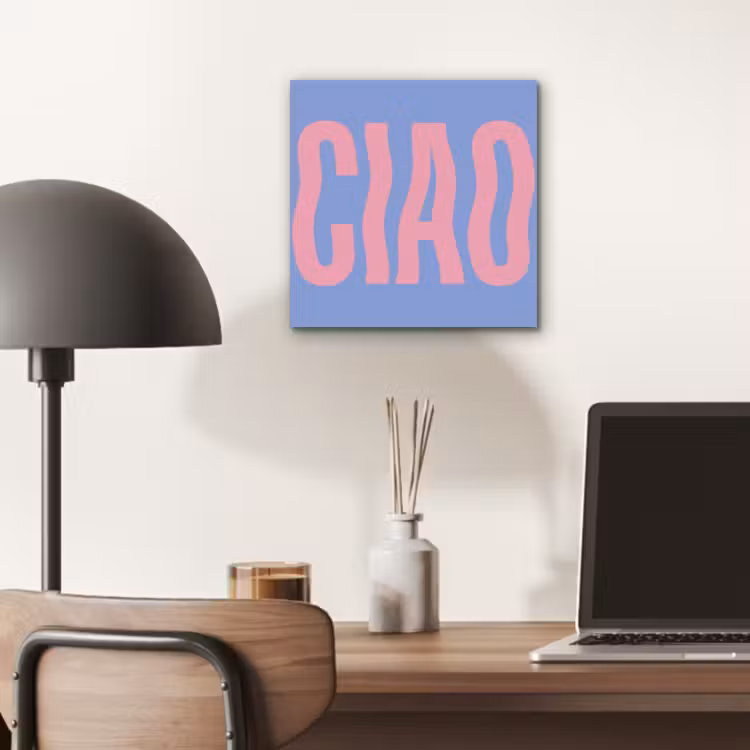 Aluminium schilderij - Ciao - Roze - Blauw - Golvend — 6