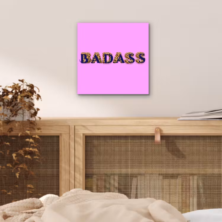 Aluminium schilderij - Felroze - Badass - Panterprint - Schaduw — 4