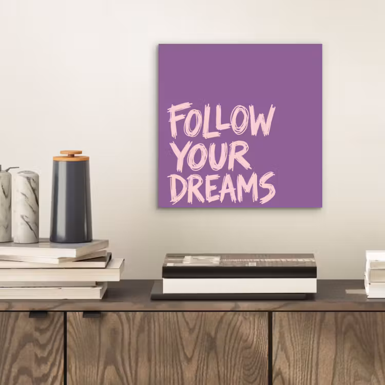 Aluminium schilderij - Follow your dreams - Paars - Penseeltextuur — 2
