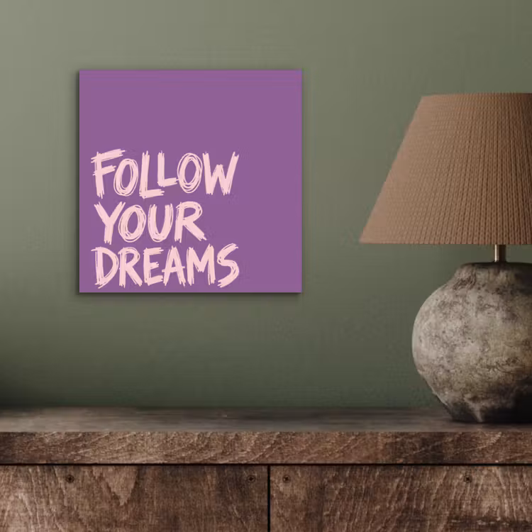 Aluminium schilderij - Follow your dreams - Paars - Penseeltextuur — 3