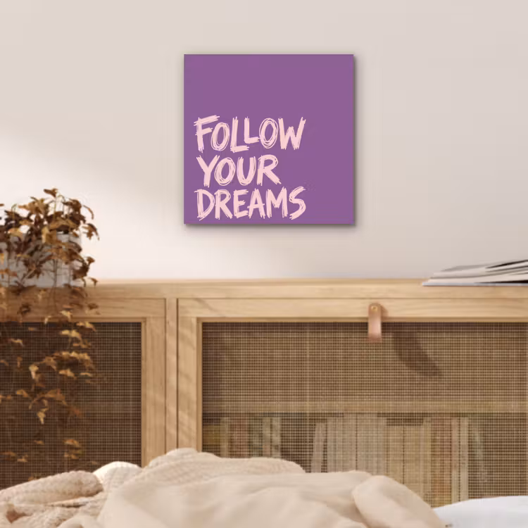 Aluminium schilderij - Follow your dreams - Paars - Penseeltextuur — 4