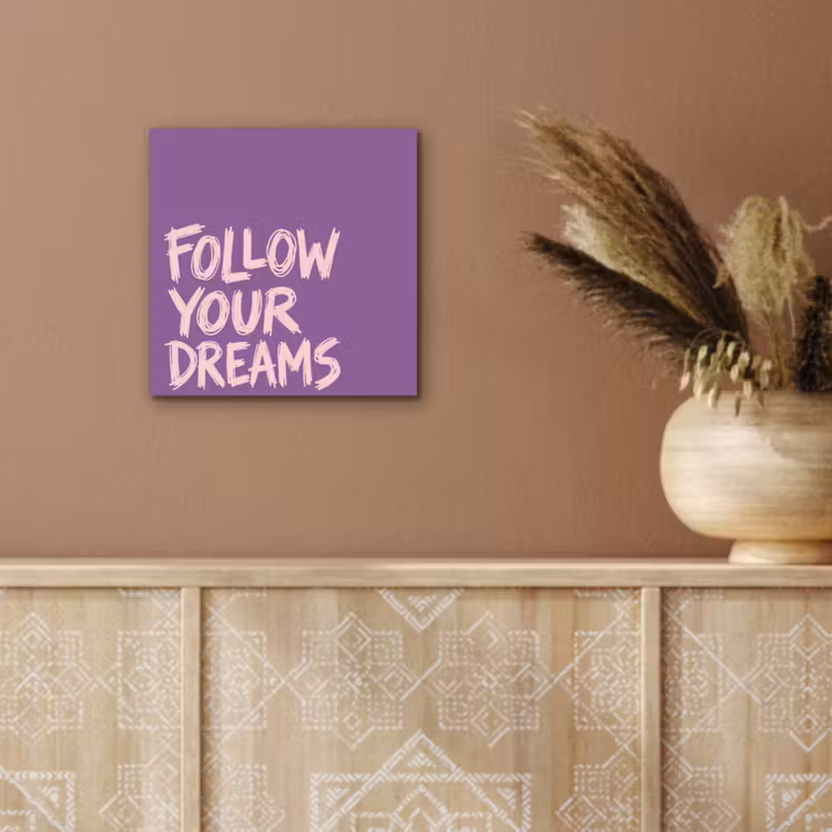 Aluminium schilderij - Follow your dreams - Paars - Penseeltextuur — 5