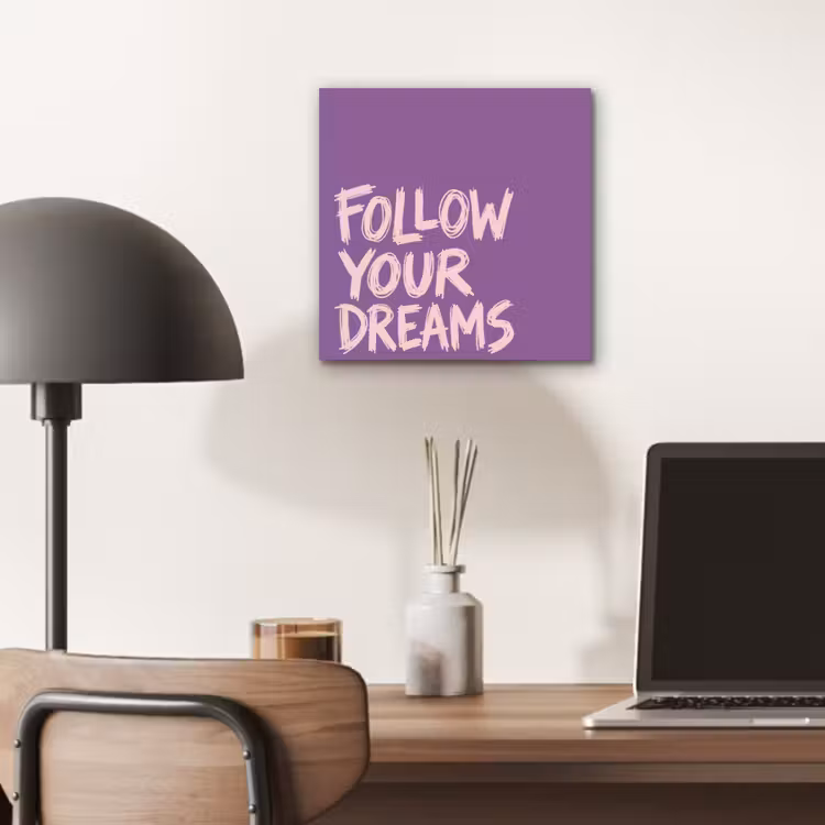 Aluminium schilderij - Follow your dreams - Paars - Penseeltextuur — 6