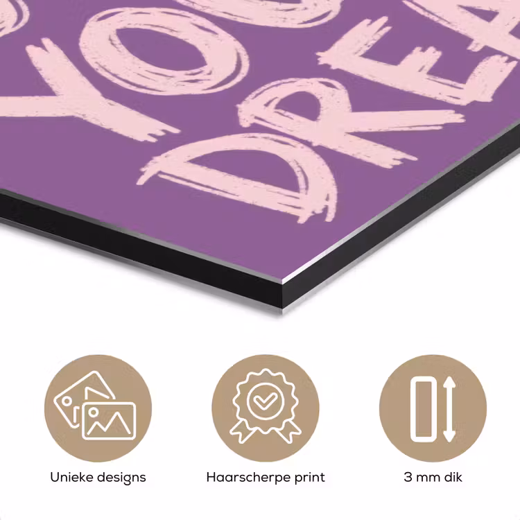 Aluminium schilderij - Follow your dreams - Paars - Penseeltextuur — 7